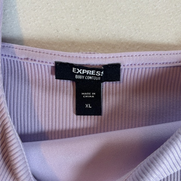 Express Purple Fitted Body Contour Crop Tank Top - Picture 2 of 3